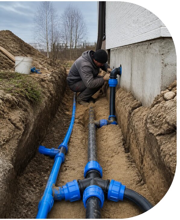 Монтаж наружного водопровода на участке под ключ в Чусовой